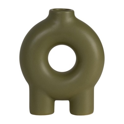 Sagebrook Home 7" Ceramic Vase Contemporary Abstract Donut Cut-Out Vase with Feet Decorative Vase