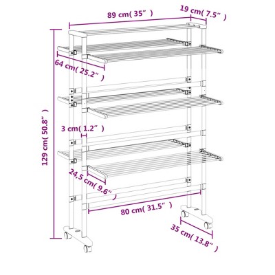 Aluminum 3-Tier Foldable Laundry Drying Rack with Wheels