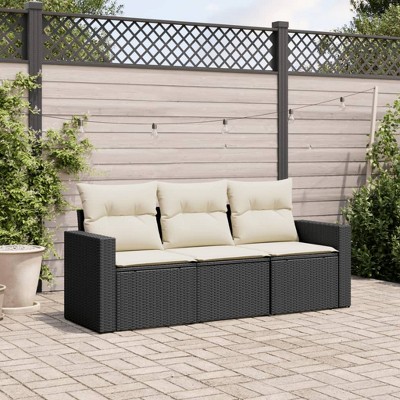 Garden Sofa Set Black Poly Rattan Standard Modular vidaXL