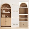 ORRD 71" Farmhouse Bookshelf with Arched Top, Rustic Storage Cabinet with Slatted Doors, Tall Bookcase for Living Room & Office，Black - 3 of 4