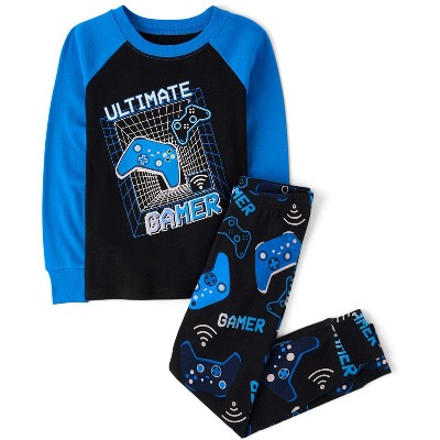 The Children's Place Boys Long Raglan Sleeve Glow Gamer Snug Fit Cotton Pajamas