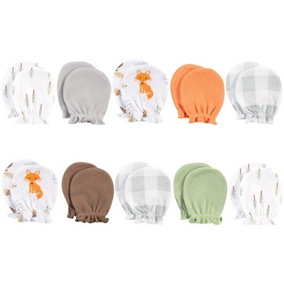 Hudson Baby Infant Boy Cotton Scratch Mittens, Woodlands, 0-6 Months