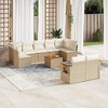 vidaXL 10 Piece Patio Sofa Set with Cushions Beige and Cream Poly Rattan - With Table - 2 of 4
