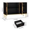 Fluted Sideboards Buffets Cabinet with Glass Doors, 3 Drawers, Marble Top Kitchen Sideboard Cabinet - 2 of 4
