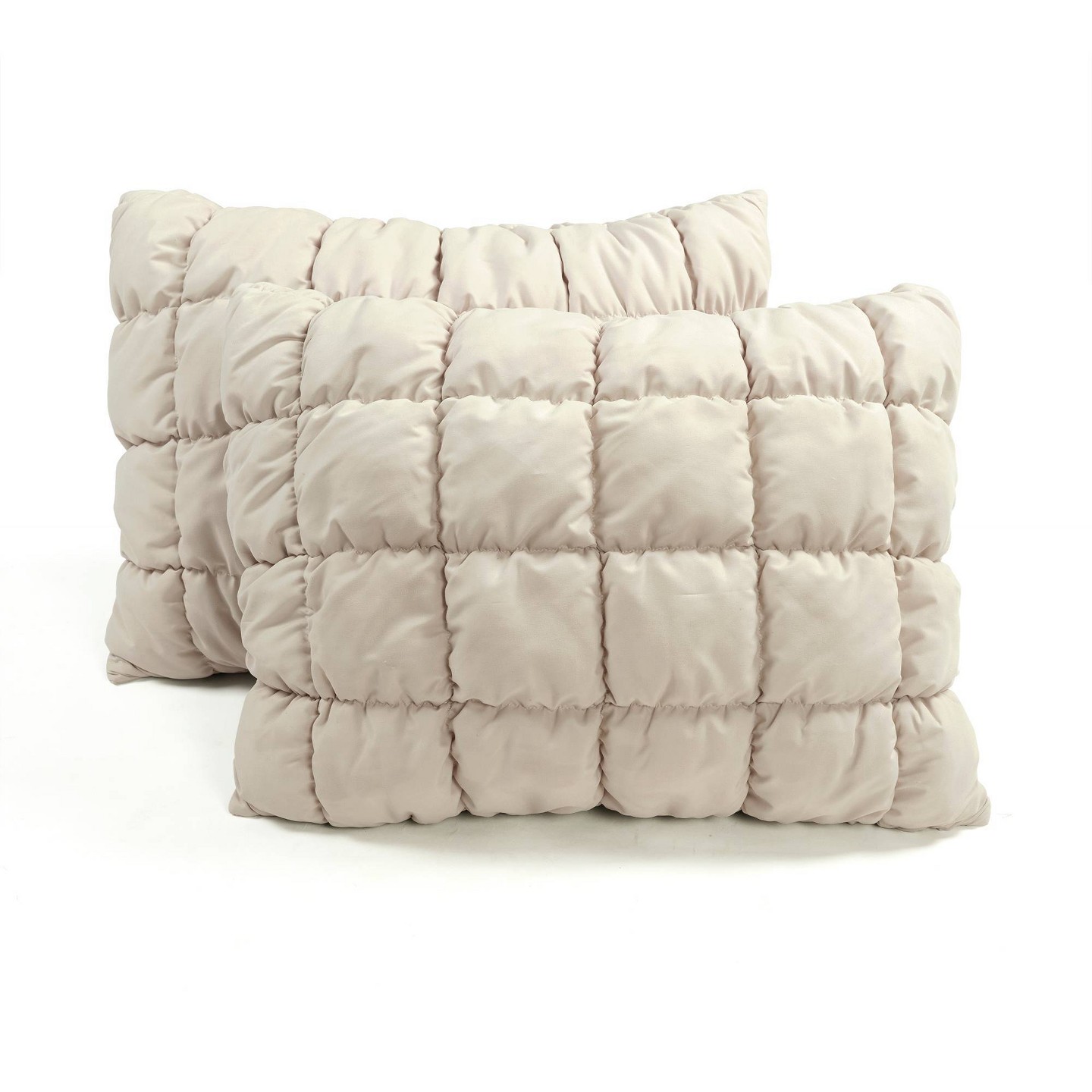 Постельное бельё Lush Decor Full/Queen 3pc Puff Comforter Set Neutral: Polyester Bedding Set, Lightweight, Teen Bedding, Oeko-Tex Certified — фото 6