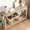 43'' Farmhouse End Table,Console Table Entrance Furniture with 2 Rattan Drawers,Sofa Table with Storage for Entryway, Living Room, Hallway - 3 of 4