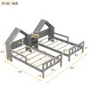 2 Twin Platform Beds, Solid Wood Frame with Built-in Nightstand, No Box Spring Needed, House Headboard - Baofuwish - 4 of 4