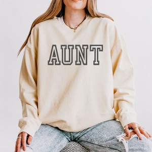 Simply Sage Market Embroidered Aunt Outline Lightweight Garment Dyed Sweatshirt - 1 of 4