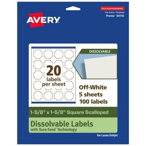 Avery Dissolvable Labels, 1-5/8" x 1-5/8" Square Scalloped - 1 of 4