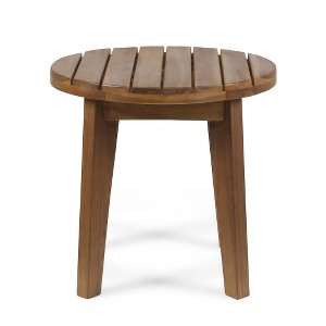 ACEPANO 15.75 in. W Classic Outdoor Rosewood Side Table with Teak Accents for Patio-Brown - 1 of 4
