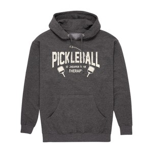 Men's - Instant Message - Pickleball Cheaper Than Therapy Graphic Fleece Pullover Hoodie - 1 of 4