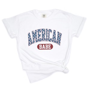 Varsity American Babe - Women's Garment Dyed Graphic T-Shirt - 1 of 4