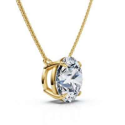 Pompeii3 2Ct Floating Diamond Solitaire Pendant 14k Gold 18" Women's Necklace Lab Created