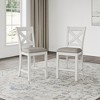Signature Design by Ashley Robbinsdale Farmhouse Counter Height Bar Stools with X-Back and Nailhead Trim, Set of 2, Antique White - 2 of 4