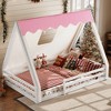 KTMBDW Twin/Full Size Floor Bed with Canopy and Lights Toddler Montessori Bed for Kids Dream Tent with Full-length Guardrails  for Boys Girl - 3 of 4
