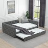Daybed with Trundle Velvet Upholstered Tufted Sofa Bed, with Button and Copper Nail onSquare Arms,Full Daybed & Twin Trundle - 3 of 4
