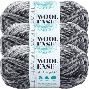 (3 Pack) Lion Brand Wool-Ease Thick & Quick Yarn - Licorice - 1 of 3