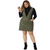 Agnes Orinda Women's Plus Size V Neck Sleeveless Faux Suede Pockets Pinafore Overall Mini Skirts - 3 of 4