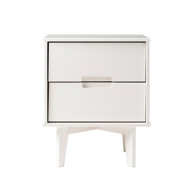 GlasFlength Nightstands Modern Nightstand Bedroom Nightstand Elegant Bedside Table with 2 Drawers for Living Room, White, 20"*16"*24"