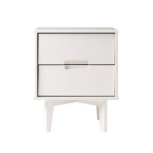 GlasFlength Nightstands Modern Nightstand Bedroom Nightstand Elegant Bedside Table with 2 Drawers for Living Room, White, 20"*16"*24" - 1 of 4
