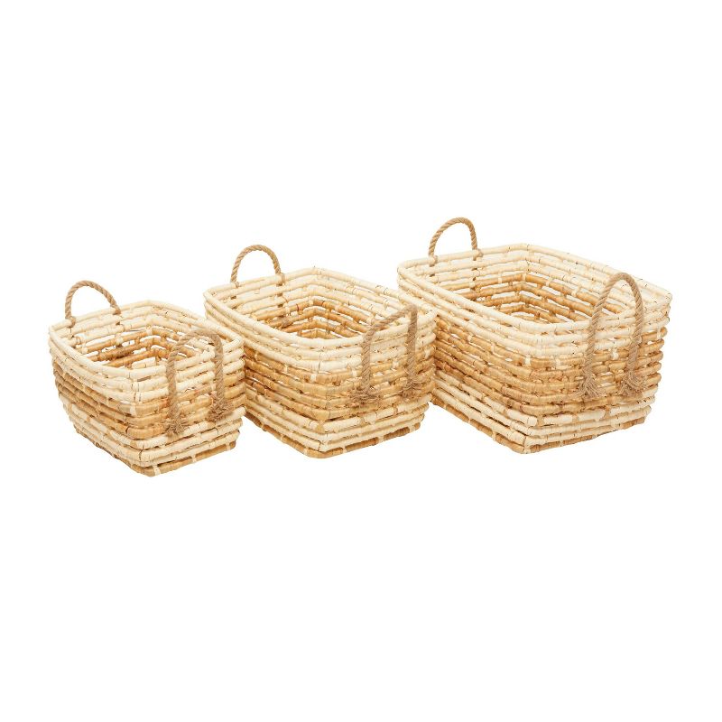 Set of 3 Contemporary Sea Grass Storage Baskets Brown - Olivia &#38; May, 2 of 9