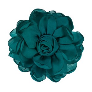 Unique Bargains Alloy Satin Fabric Big Rose Flower Dainty Brooches 1 Pc - 1 of 4