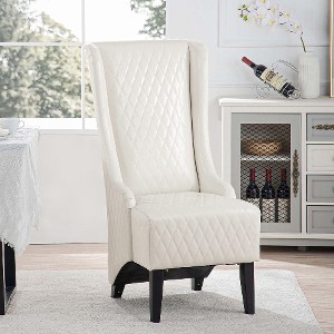 Lyngins Vintage High-Back Accent Chair, Modern High Wingback Chair, Faux Leather Living Room Chair with Birch Legs, Comfy Reading Chair/Sofa Chair - 1 of 4