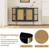 NicBex Curved Buffet Cabinet with Woven Rattan Doors, Rattan Sideboard Cabinet with Gold Trim, Kitchen Storage Cabinet, Coffee Bar Cabinet - 4 of 4