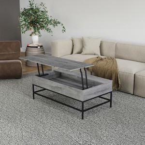 26" Wood Lift-Top Coffee Table with Hidden Storage and Iron Base for Modern Living Room, Multi-Functional Centerpiece - 1 of 4