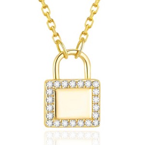 Molenia 14K Gold Lock Necklace for Women 925 Sterling Silver Padlock Pendant Chain Necklace Cubic Zirconia Mother‘s Day Birthday Gifts for Women - 1 of 4
