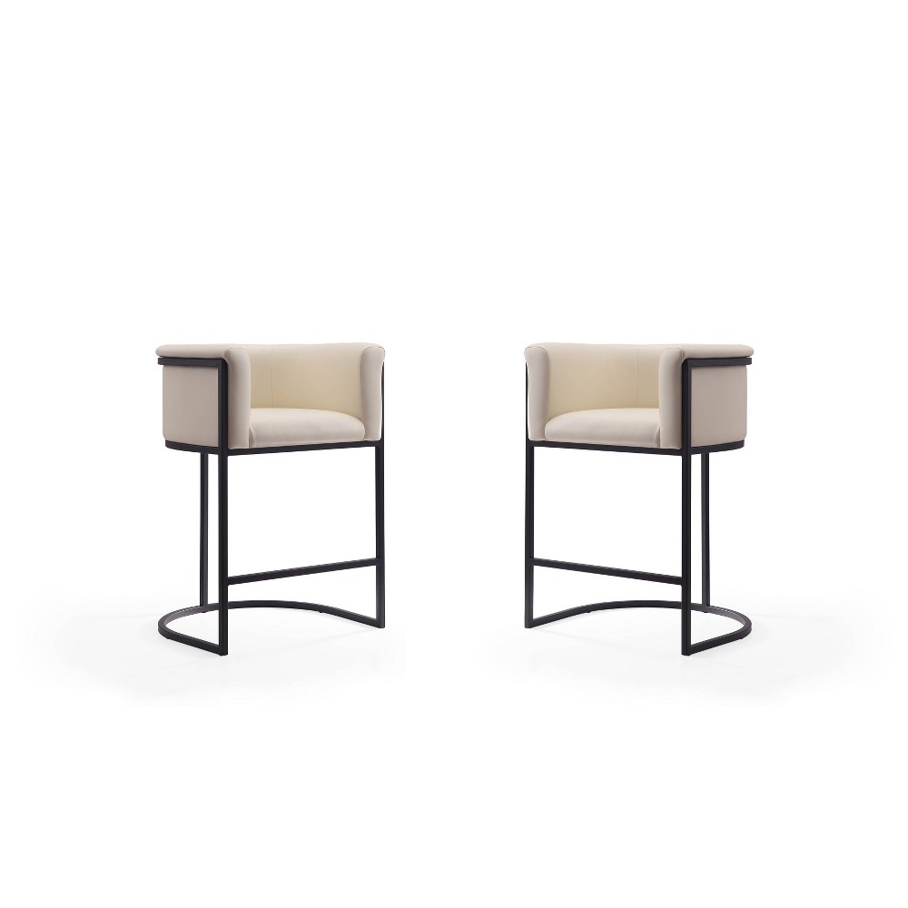 Photos - Chair Set of 2 Cosmopolitan Metal Counter Height Barstools with Footrest & Curve