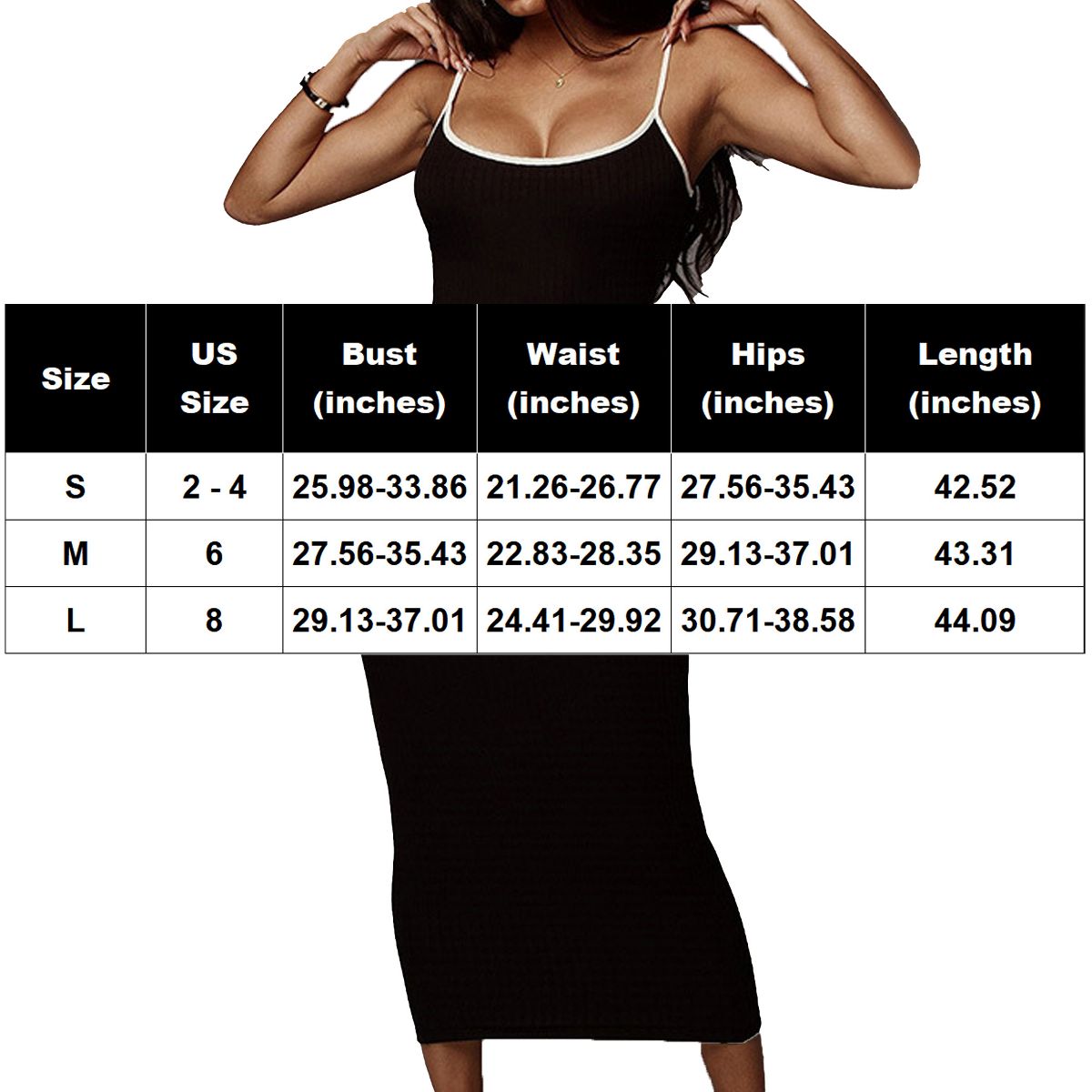 Garvee Women's Spaghetti Strap Scoop Neck Bodycon Midi Dress Casual Sleeveless Sundress Ribbed Knit Form Fitting Sheath Cocktail Party Attire - thumbnail 4