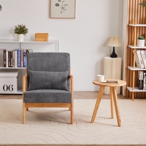 Racxily Mid-Century Modern Accent Chair - Upholstered Reading Chair with Pillow, Sturdy Rubberwood, Ergonomic Comfort for Living Room/Bedroom - 1 of 4