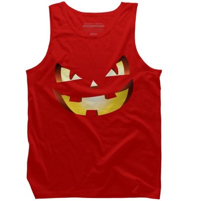 Men's Design By Humans Halloween Pumpkin Evil Smiley Face By artdim Tank Top