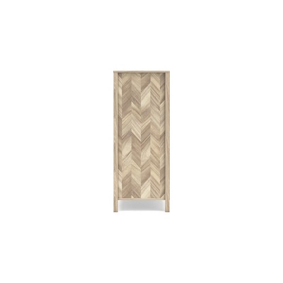 Tan Oak Grain Mid-Century 5-Drawer Dresser with Chevron Pattern