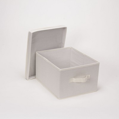 Natural Fabric Collapsible Lidded Storage Box, 15" x 12" x 8"