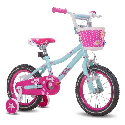 JOYSTAR Paris Kids Bike, Girls Bicycle for Ages 4-7, 41 to 53 Inches Tall, with Training Wheels and Coaster Brakes, 16 Inch, Blue/Fuschia