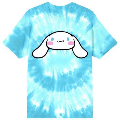 Cinnamoroll Character Face Men's Blue Spiral Tie-Dye Crew Neck Short Sleeve T-shirt