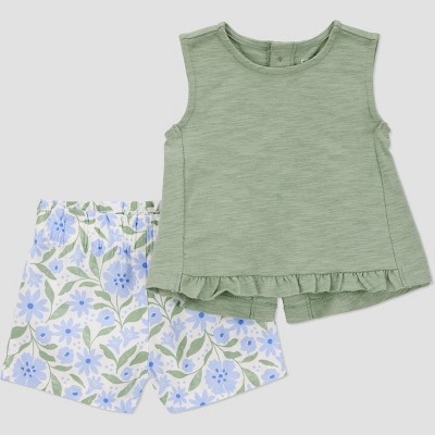 Carter's Just One You® Baby Girls' Floral Top & Bottom Set - Green/Blue