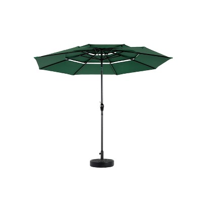 COWLOWN khaki 10ft Aluminum 3-Tier Auto-Tilt Patio Umbrella, Commercial-Grade Outdoor Market Umbrella for Poolside, Deck & Dining Areas