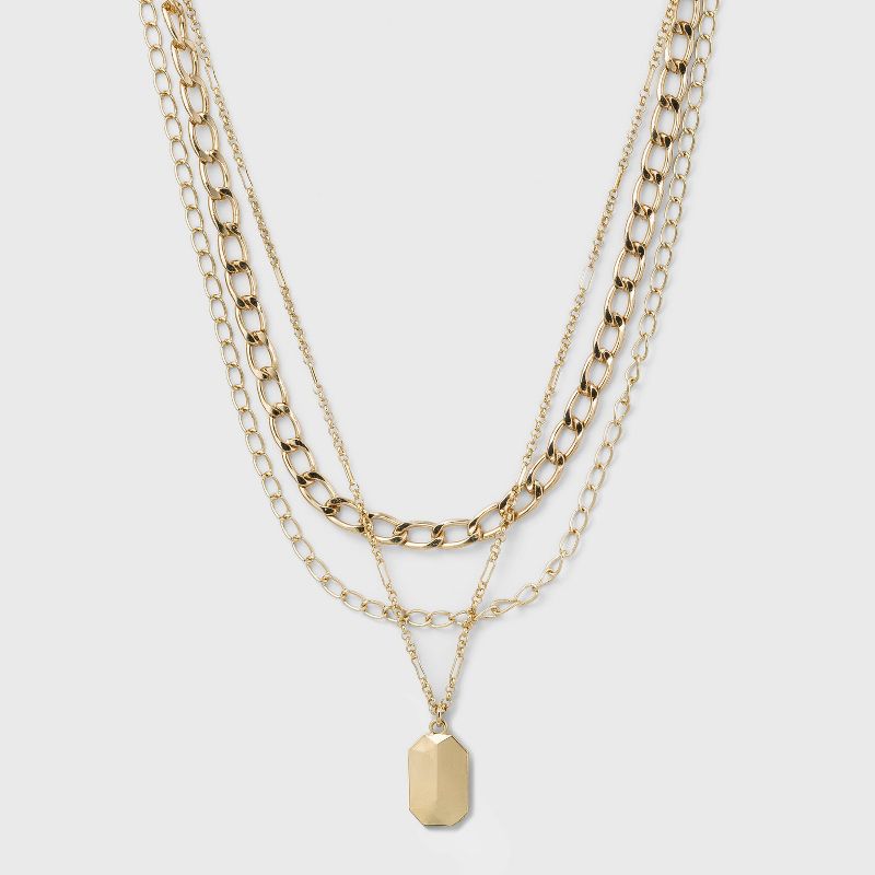 3 Row Chunky Chain Necklace - A New Day&#8482; Gold, 1 of 11