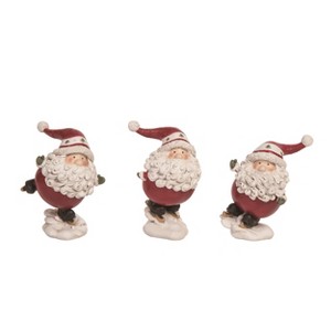 Transpac Resin Skiing Santa Figurine Set of 3 Christmas Home Decorations - 1 of 1