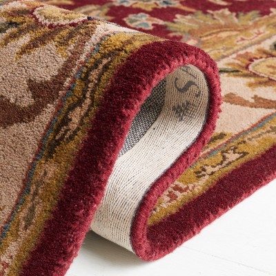 Red and Ivory Hand-Tufted Wool Runner Rug