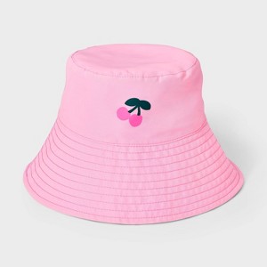 Girls' Cherries Reversible Bucket Hat - Cat & Jack™️ Pink - 1 of 4