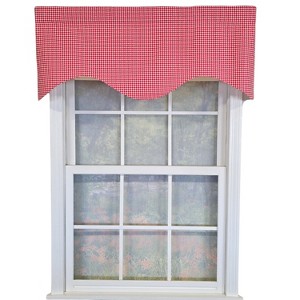 RLF Home Cherry Check Cornice Valance - 100% Cotton with Ivory Lining 50" x 17"  Red - 1 of 4