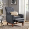 Modern Push-Back Recliner Chair, Upholstered Sofa Chair, Armchair with Rubberwood Legs, Wingback Accent Stools -Christopher Knight Home - 3 of 4