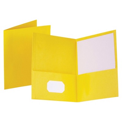 Oxford Embossed Leatherine Portfolio, 8-1/2 x 11 Inches, 2-Pocket, Yellow, pk of 25