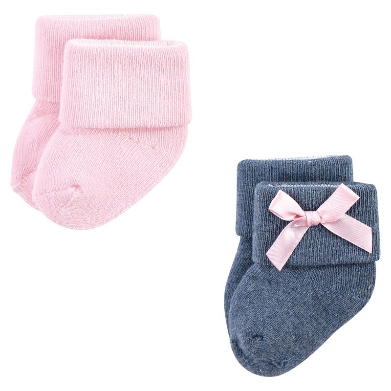 Luvable Friends Infant Girl Newborn and Baby Terry Socks, Pink Scroll, 5 of 9