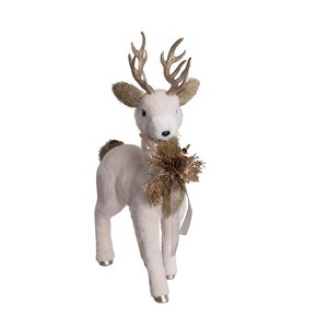 Transpac Polyester Fabric Standing Deer with Gold Accents Decorative Figurine for Christmas Indoor Tabletop Decor - 1 of 1