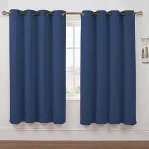 Kate Aurora Set of 2 Thermal Room Darkening Grommet Top Curtains For Small Windows - 63 in. Long - Royal Blue - 1 of 3